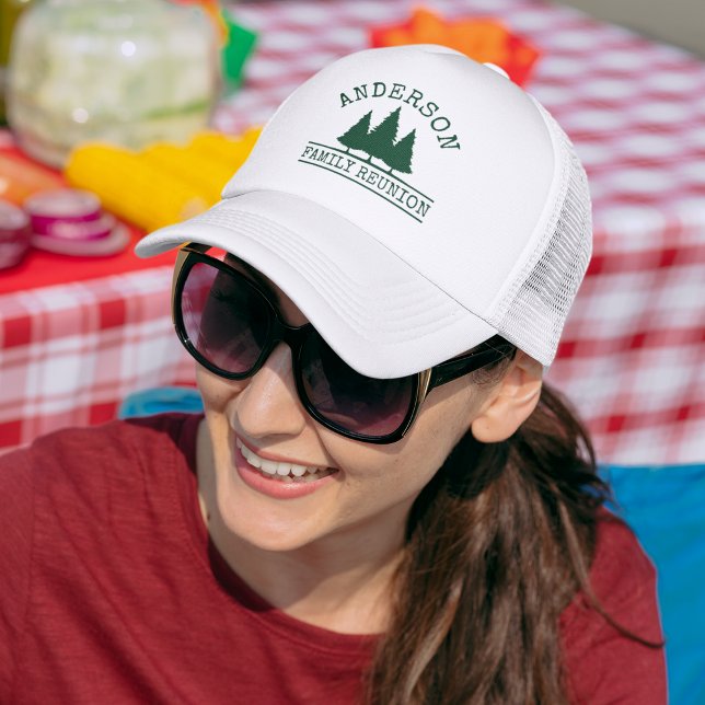 Family Reunion Rustic Pine Trees Trucker Hat (Choose from a variety of hat colors)