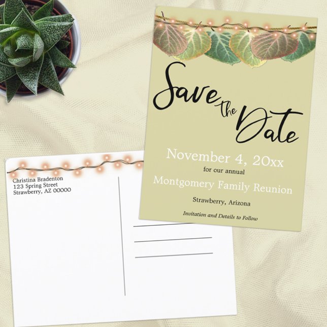 Family Reunion Save The Date Aspen Tree Leaves Announcement Postcard (Creator Uploaded)