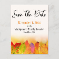 Family Reunion Save The Date Autumn Leaf Border