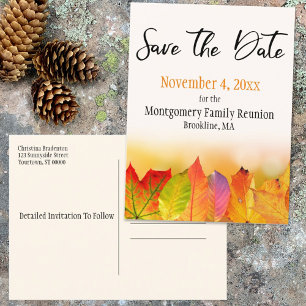 Family Reunion Save The Date Autumn Leaves Announcement Postcard