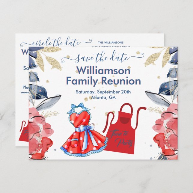 Family Reunion Save the Date BBQ Colourful QR Code Announcement Postcard (Front/Back)