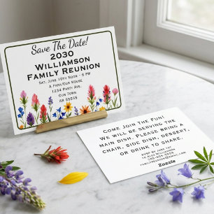 Family Reunion Save the Date Colourful Wildflowers Invitation