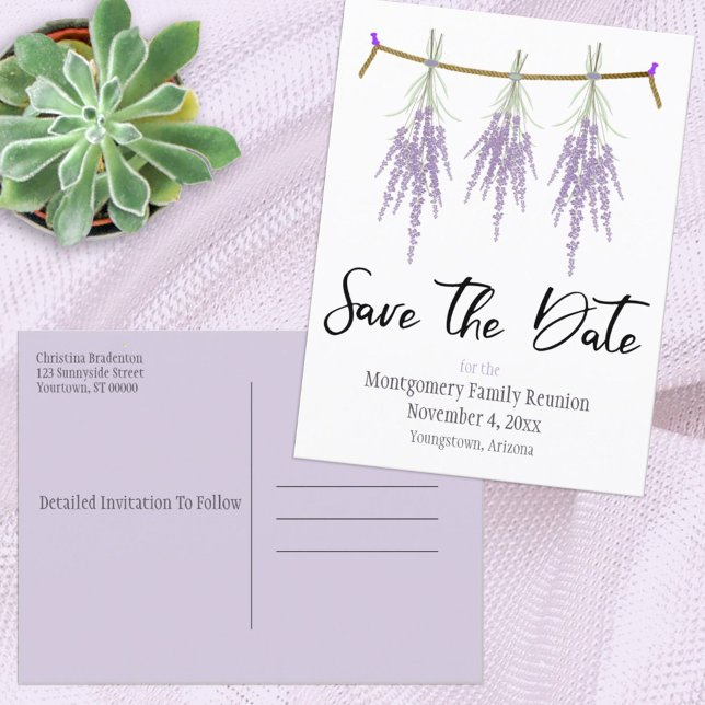 Family Reunion Save The Date Dry Lavender Bundles Announcement Postcard (Creator Uploaded)