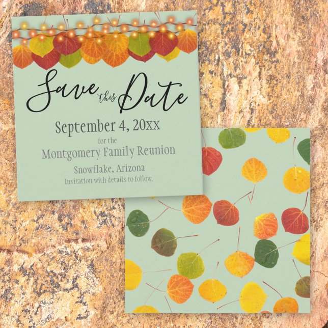 Family Reunion Save The Date Fall Aspen Leaves (Creator Uploaded)