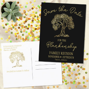 Family Reunion Save The Date Gold Tree Announcement Postcard