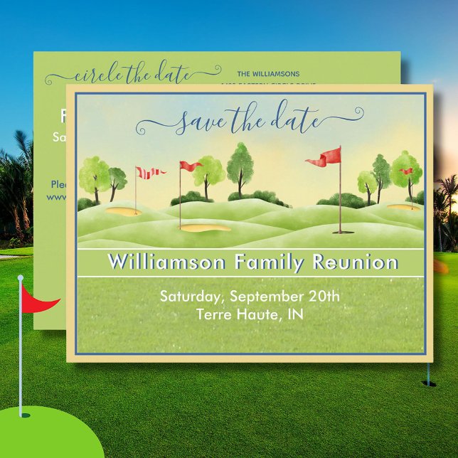 Family Reunion Save the Date Golf Club QR Code   Announcement Postcard (Creator Uploaded)