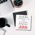 Family Reunion Save The Date Magnet<br><div class="desc">This summer Family Reunion Save The Date magnet is decorated with watercolor watermelons.
Easily customisable.
Use the Design Tool to change the text size,  style,  or colour.
Because we create our artwork you won't find this exact image from other designers.
Original Watercolor © Michele Davies.</div>
