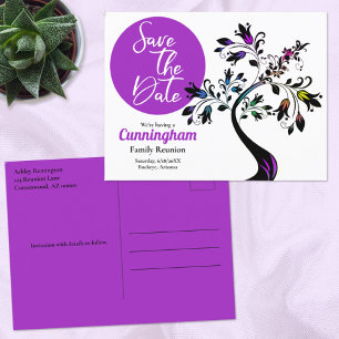 Family Reunion Save The Date Modern Colourful Tree Announcement Postcard