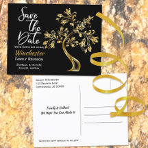Family Reunion Save The Date Modern Gold Tree