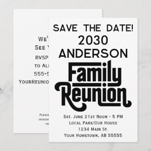 Family Reunion Save The Date Modern Typography Invitation