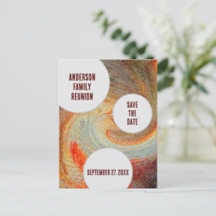 Family Reunion Save The Date Orange Brown Groovy Postcard