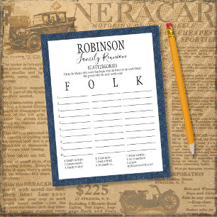 Family Reunion Scattergories Game