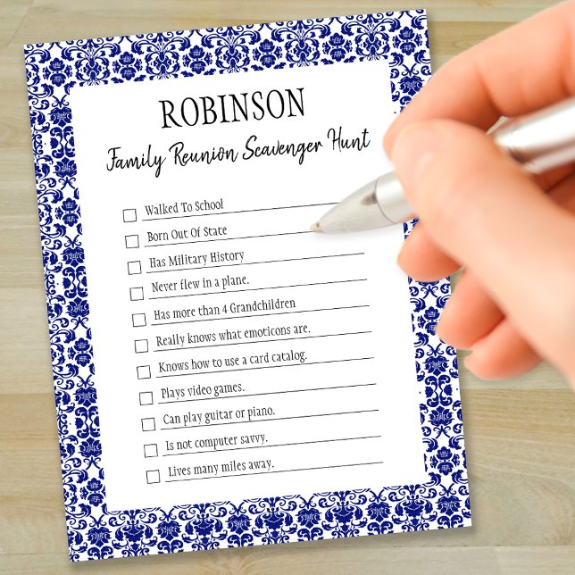 Family Reunion Scavenger Hunt Blue Notepad (Creator Uploaded)