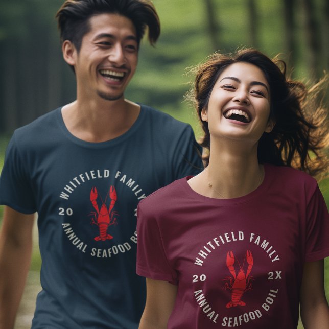 Family Reunion Seafood Lobster Boil Custom Tri-Blend Shirt (Family Summer Reunion Seafood Boil Matching T-Shirt)