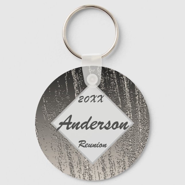 Family Reunion Silver Stripes Elegant Keepsake Key Ring (Front)