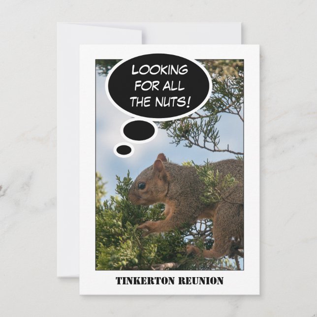 Family Reunion Squirrel Looking for Nuts Invitation (Front)