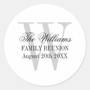 Family reunion stickers with elegant name monogram