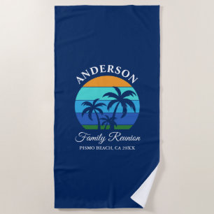 Family Reunion Summer Beach Palm Trees Blue Towel
