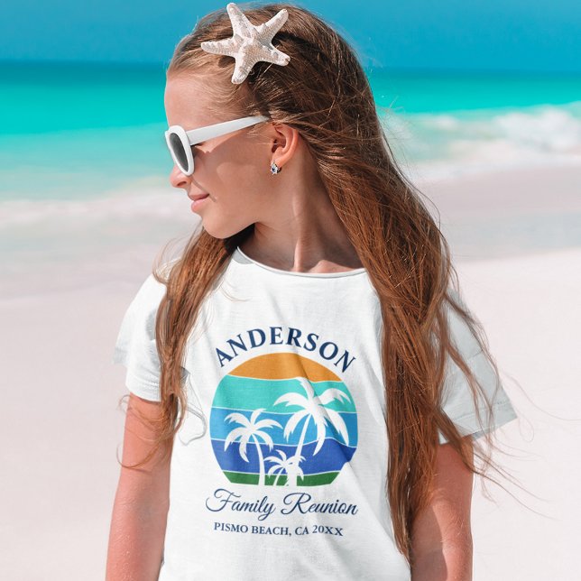 Family Reunion Summer Beach Palm Trees Girls T-Shirt (Choose from several styles and sizes.)