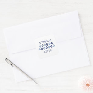 Family Reunion Summer Party Favour Envelope Blue Square Sticker