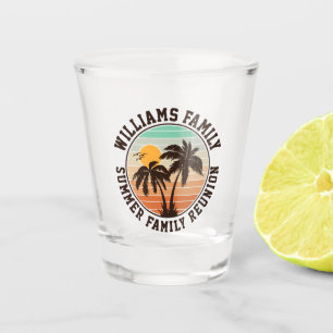 Family Reunion Summer Sunset Beach Palm Tree Shot Glass