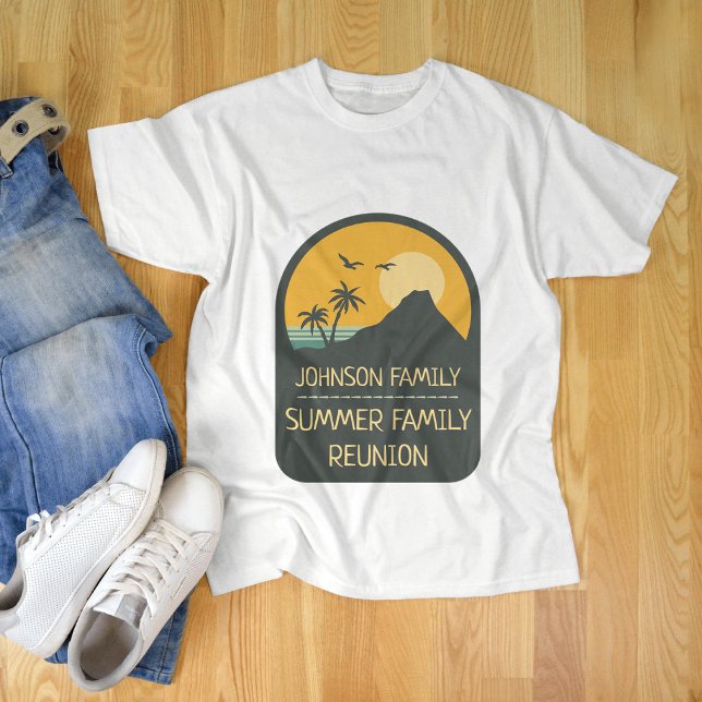 Family Reunion Summer Sunset Beach Palm Tree T-Shirt (Creator Uploaded)