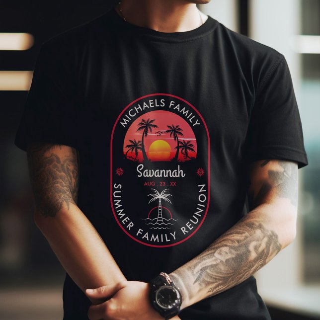 Family Reunion Summer Sunset Beach Palm Tree T-Shirt (Creator Uploaded)