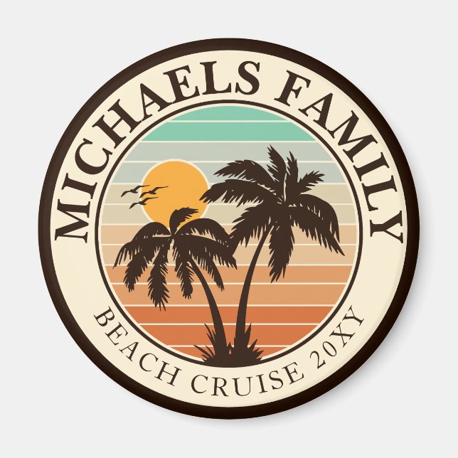 Family Reunion Summer Sunset Beach Palm Trees 60s Magnet (Front)