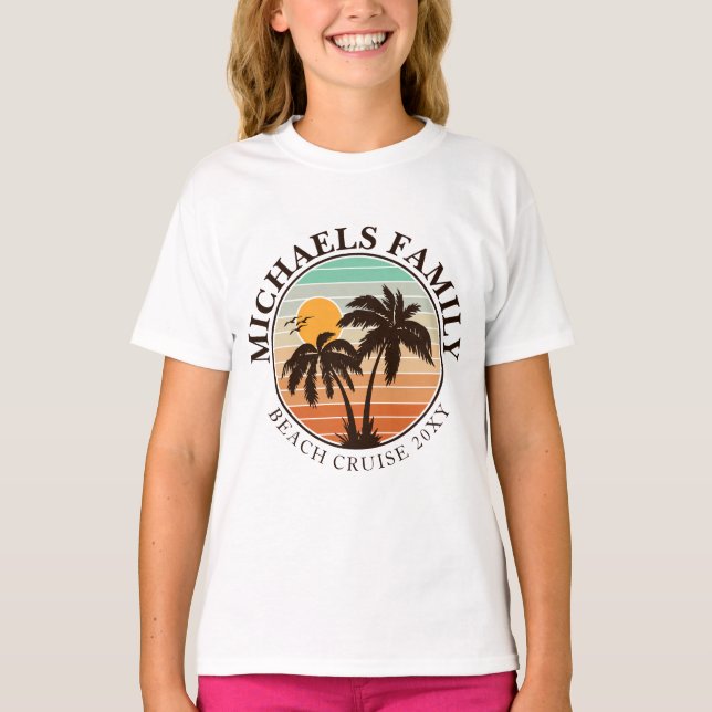 Family Reunion Summer Sunset Beach Palm Trees 60s T-Shirt (Front)
