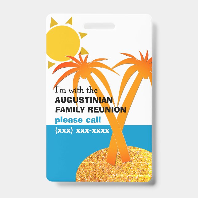 Family Reunion Summer Vacation LOST CHILD ID Badge (Front)