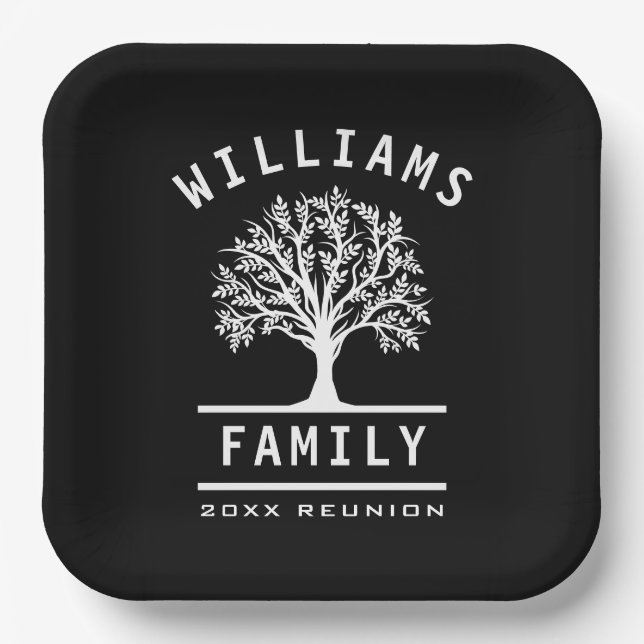 Family Reunion Summer Vacation Road Trip Tree Paper Plate (Front)