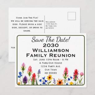 Family Reunion Sunflower Save The Date Holiday Postcard