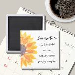 Family Reunion Sunflower Save The Date  Magnet<br><div class="desc">Ask your family to save the date for their Family Reunion with this simple sunflower save the date magnet. It features a watercolor sunflower in shades of yellow and orange. Easily customisable. Because we create our own artwork you won't find this exact image from other designers. Original Watercolor © Michele...</div>