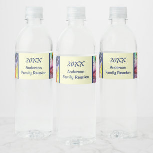 Family Reunion Tie Dye Swirled Large Gathering Water Bottle Label