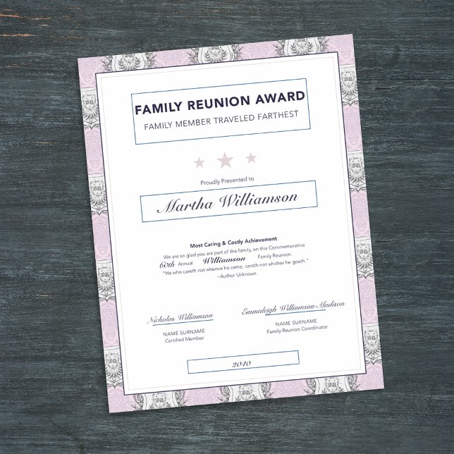 Family Reunion Travel Award Pink Crest (Creator Uploaded)