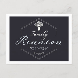 Family Reunion Tree Classic Black White Invitation Postcard