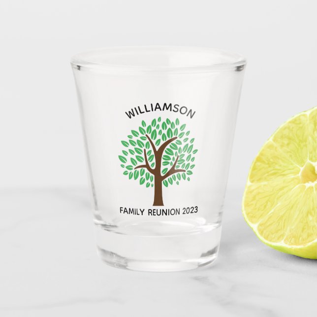 Family Reunion Tree Cute Custom Keepsake Shot Glass (Front)