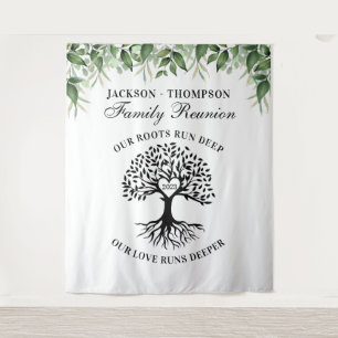 Family reunion tree greenery backdrop banner tapestry