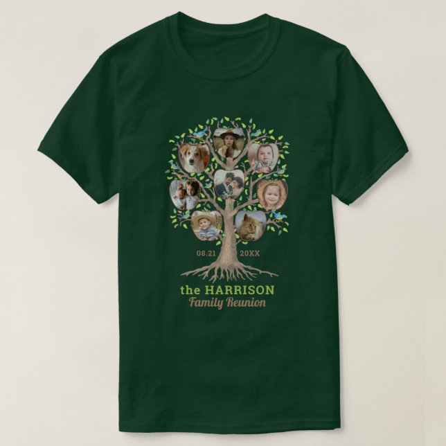 Family Reunion Tree Photo Collage Personalised Dk T-Shirt (Design Front)