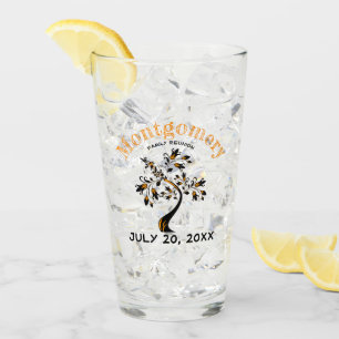 Family Reunion Trendy Orange Black Tree Artwork Glass