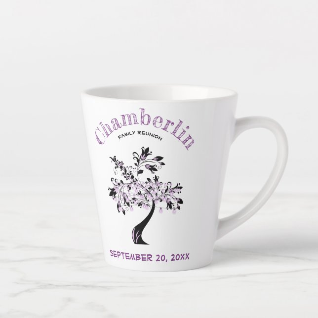 Family Reunion Trendy Purple Floral Lights Latte Mug (Right)