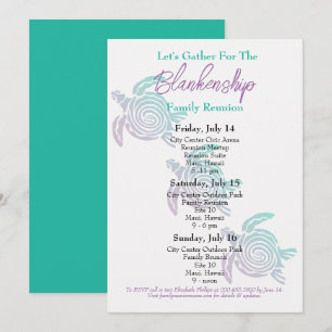 Family Reunion Tribal Art Turtle Three Day Event  Invitation