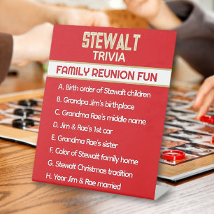 Family Reunion Trivia! Fun Custom Pedestal Sign