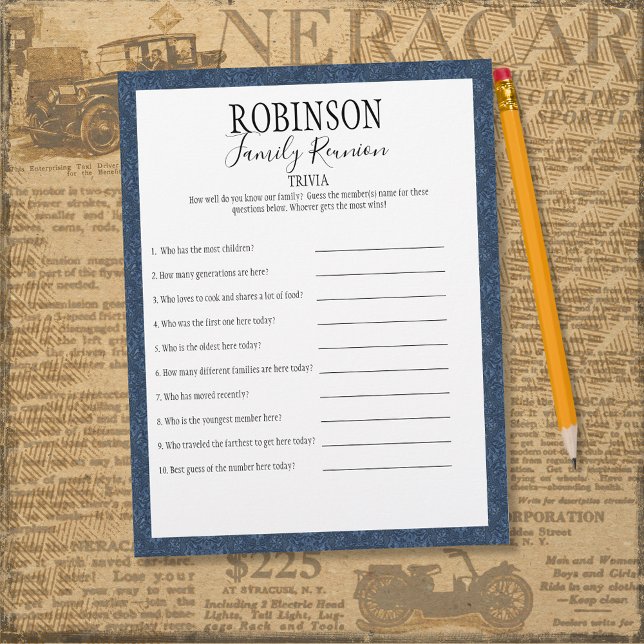 Family Reunion Trivia Questions Game (Creator Uploaded)
