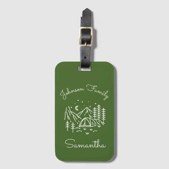 Family Reunion Vacation Nature Green Camping Luggage Tag (Front Vertical)
