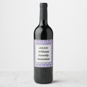Family Reunion Vibrant Blue and Grey Polka Dots Wine Label