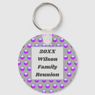 Family Reunion Vibrant Purple Polka Dot Keepsake Key Ring