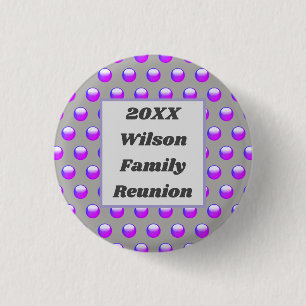 Family Reunion Vibrant Purple Polka Dot Pattern 3 Cm Round Badge