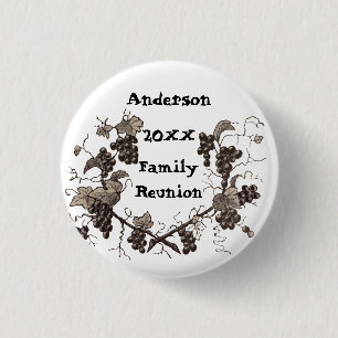 Family Reunion Vintage Grape Vines Event Keepsake 3 Cm Round Badge