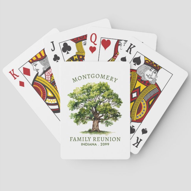 Family Reunion Watercolor Family Tree Playing Cards (Back)